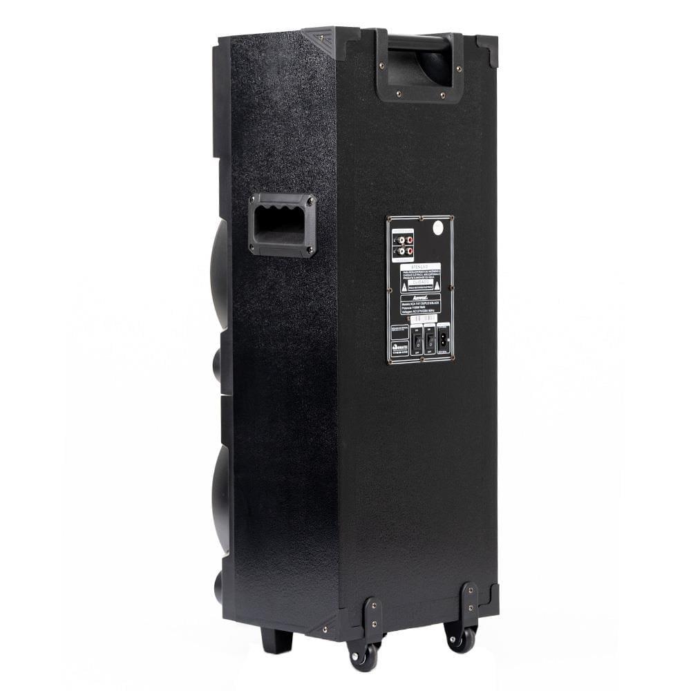 Torre de Som Amvox Duplo 8 Black ACA1101 com Luz de LED, 2 Woofers de 8", Bluetooth, Entradas UBS SD e Microfones - 1100W - 5