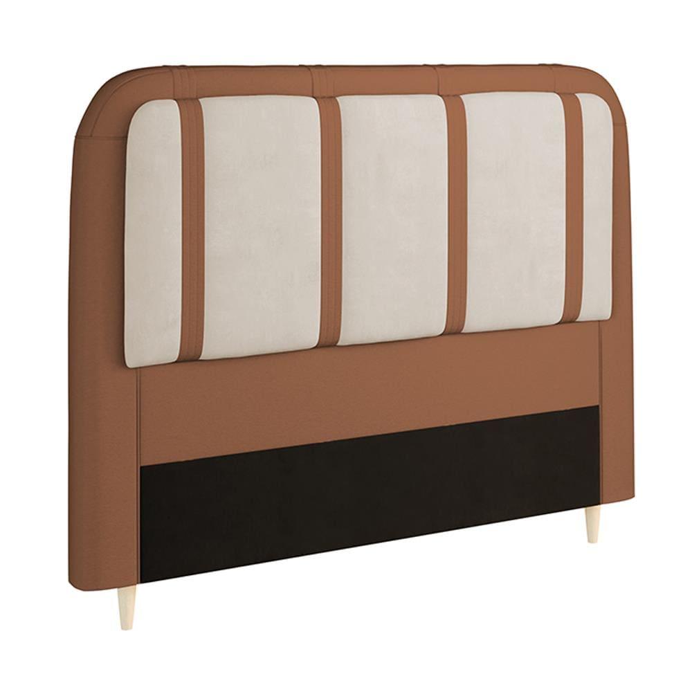 Cabeceira para Cama Box Casal Dobuê Leon com Revestimento em Veludo e Corino - 2