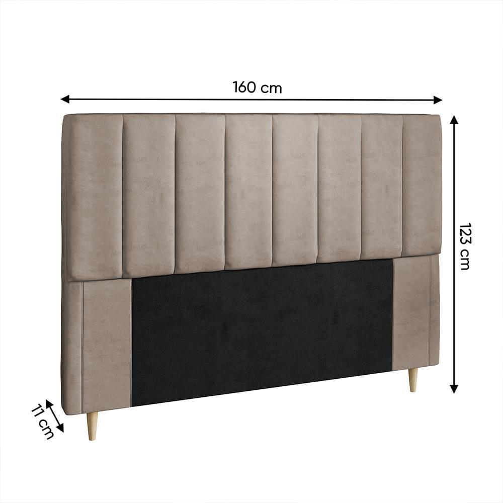 Cabeceira para Cama Box Queen Dobuê Veneza com Revestimento em Veludo - 3