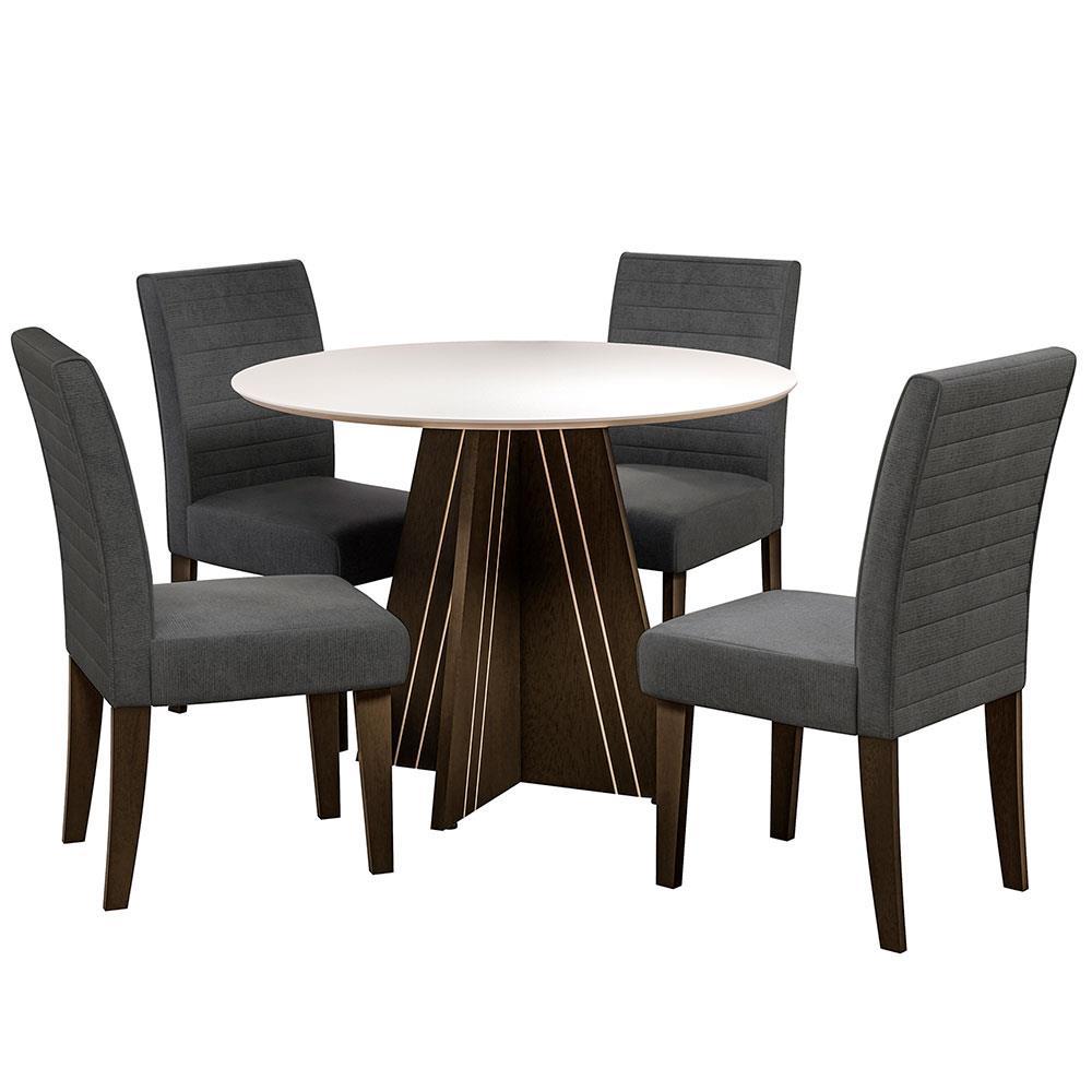 Mesa de Jantar Redonda Dobuê Turim com 4 Cadeiras com Revestimento em Suede - 2
