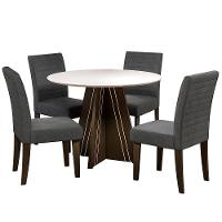 Mesa de Jantar Redonda Dobuê Turim com 4 Cadeiras com Revestimento em Suede - 2