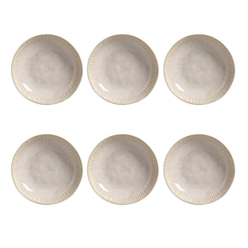 Conjunto de Pratos Fundos Porto Brasil Linhas Latte com 6 Peças - Bege - 1