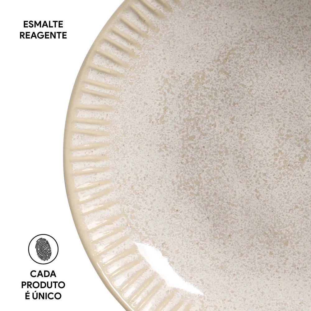 Conjunto de Pratos Fundos Porto Brasil Linhas Latte com 6 Peças - Bege - 6