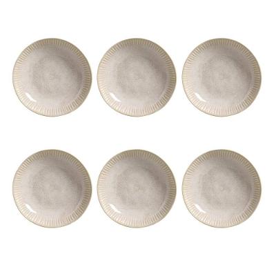 Conjunto de Pratos Fundos Porto Brasil Linhas Latte com 6 Peças - Bege