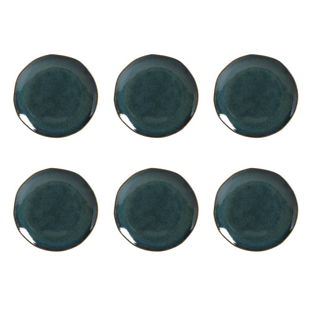 Conjunto de Pratos de Sobremesa Porto Brasil Orgânico Oceano com 6 peças - Azul - 1