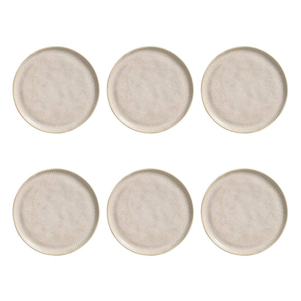 Conjunto de Pratos de Sobremesa Porto Brasil Linhas Latte com 6 peças - Bege - 1