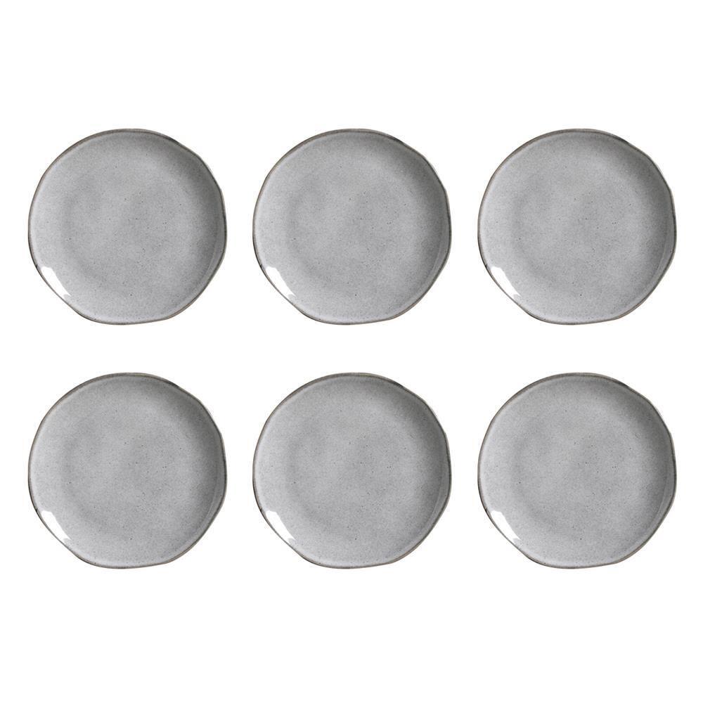 Conjunto de Pratos de Sobremesa Porto Brasil Orgânico Concreto com 6 peças - Cinza - 1