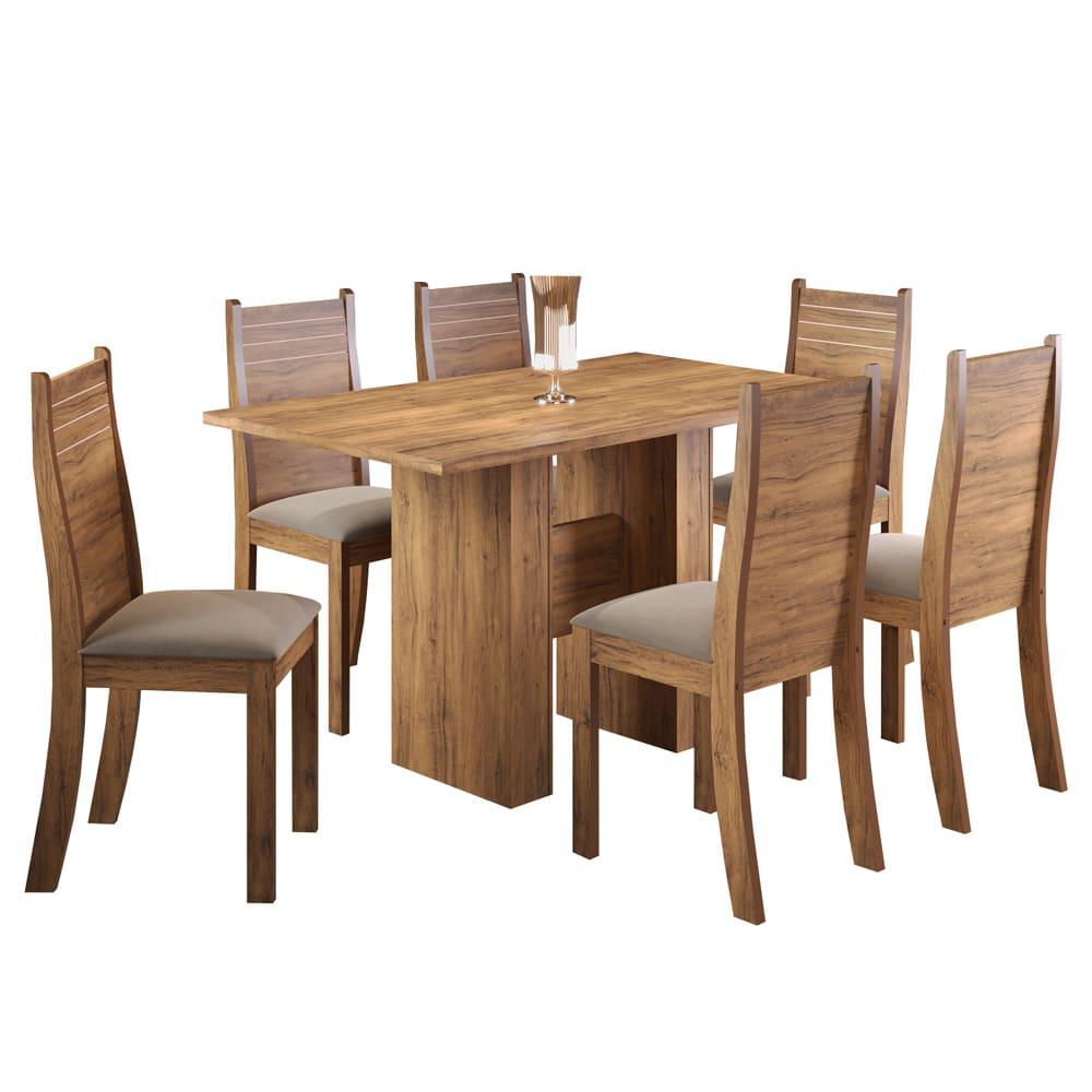 Mesa de Jantar Retangular Viero Carmen com 6 Cadeiras Estofadas e Revestidas em Veludo - 3