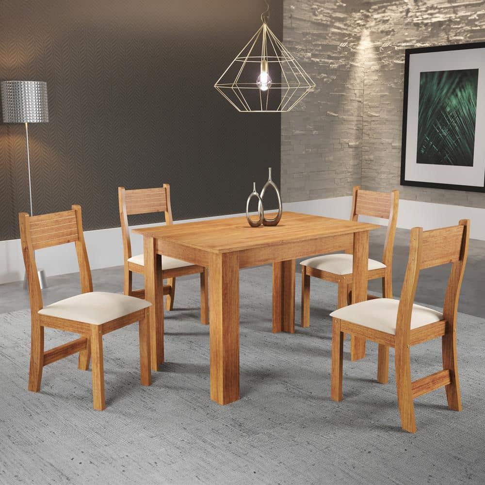 Mesa de Jantar Retangular Viero Tulipa com 4 Cadeiras Estofadas e Revestidas em Veludo - 1