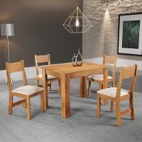 Mesa de Jantar Retangular Viero Tulipa com 4 Cadeiras Estofadas e Revestidas em Veludo - 1
