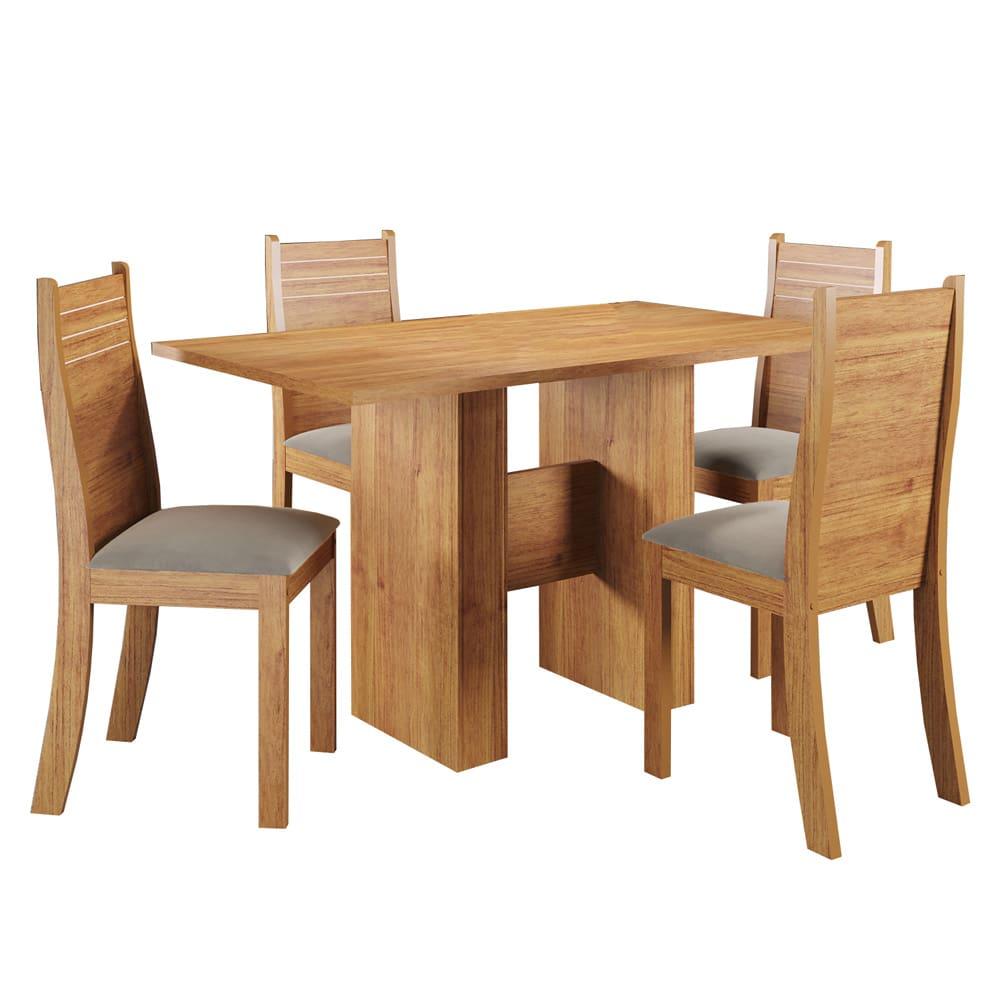 Mesa de Jantar Retangular Viero Carmen com 4 Cadeiras Estofadas e Revestidas em Veludo - 3