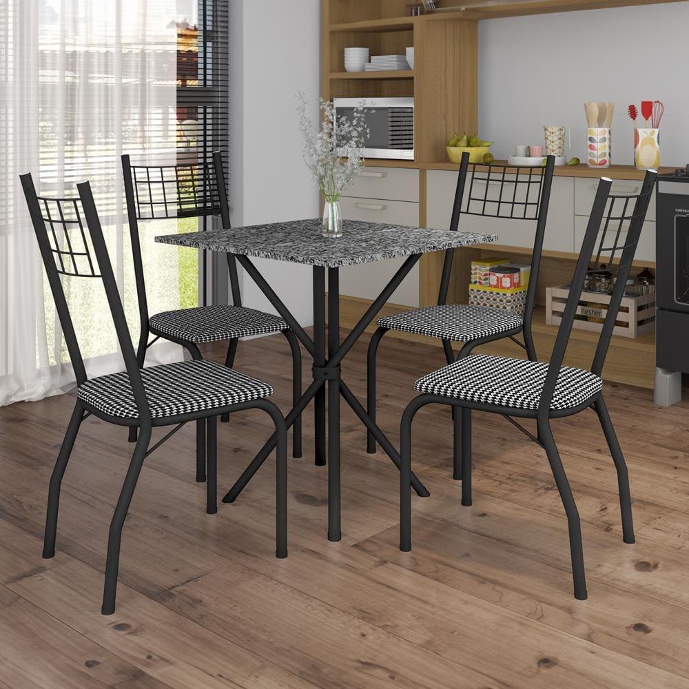 Mesa de Jantar de Granito Quadrada Fabone Brisa com 4 Cadeiras Estofadas - 1