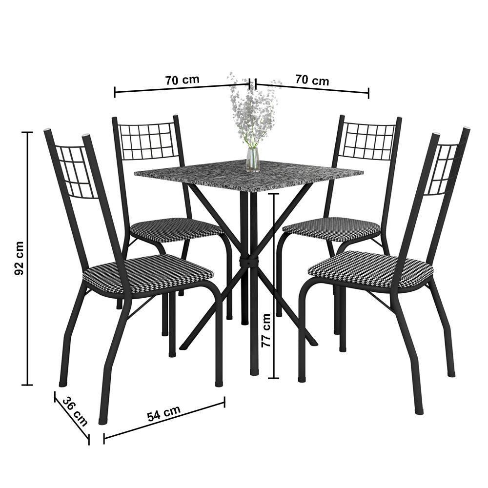 Mesa de Jantar de Granito Quadrada Fabone Brisa com 4 Cadeiras Estofadas - 3