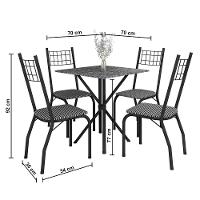 Mesa de Jantar de Granito Quadrada Fabone Brisa com 4 Cadeiras Estofadas - 3