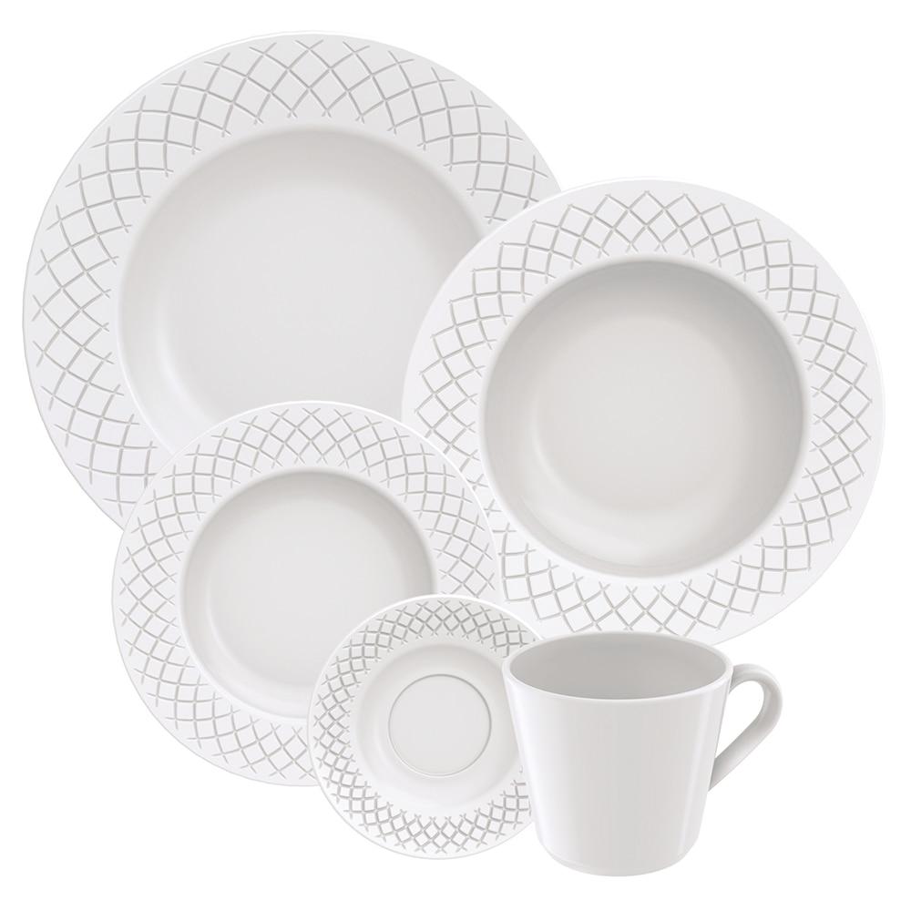 Aparelho de Jantar 20 Peças Tramontina Ingrid em Porcelana Decorada - Branco - 1
