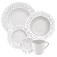 Aparelho de Jantar 20 Peças Tramontina Ingrid em Porcelana Decorada - Branco - 1
