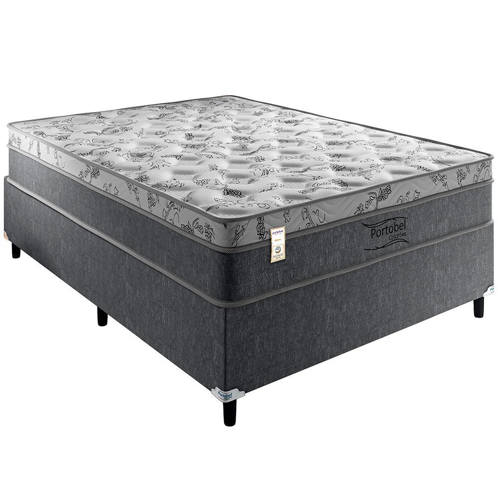Cama Box Queen Size Portobel Orion com Molas Ensacadas e Revestimento em Tecido Poliéster 74x158x198cm - Cinza - 1