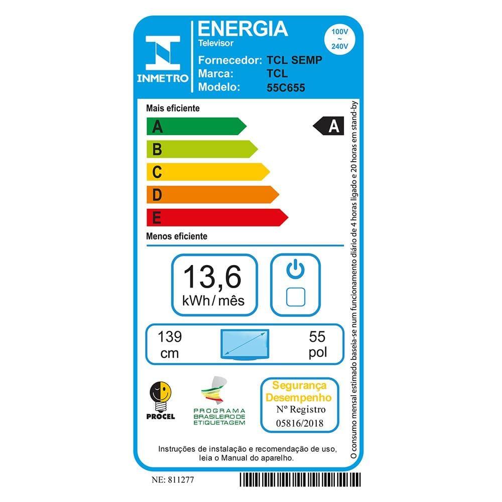 Smart TV 55" QLED 4K TCL 55C655 com Processador AIPQ, Google TV, HDR10+, Wi-Fi Dual Band, Bluetooth Integrado, Google Assistente, Dolby Vision e Atmos - 10
