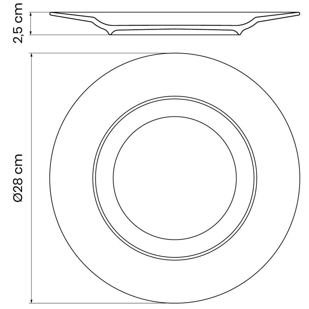 Conjunto com 6 Pratos Rasos Tramontina Maria Augusta em Porcelana 28 cm - Branco - 4