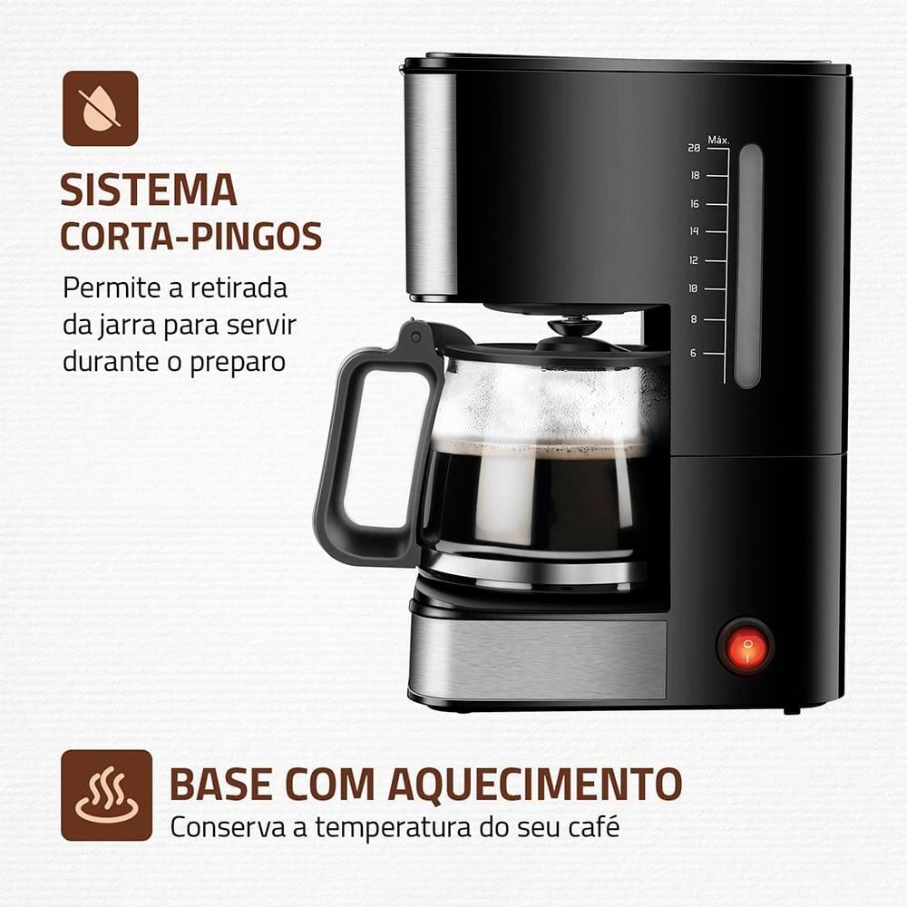 Cafeteira Elétrica Mondial Dolce Arome Vidro C-43-20X-SI 20 Xícaras 550W – Preto/Inox - 5