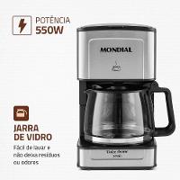 Cafeteira Elétrica Mondial Dolce Arome Vidro C-43-20X-SI 20 Xícaras 550W – Preto/Inox - 3