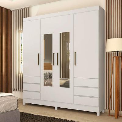 Guarda-Roupa Demóbile Mônaco com 4 Portas, 6 Gavetas e Espelho - 195cm de largura