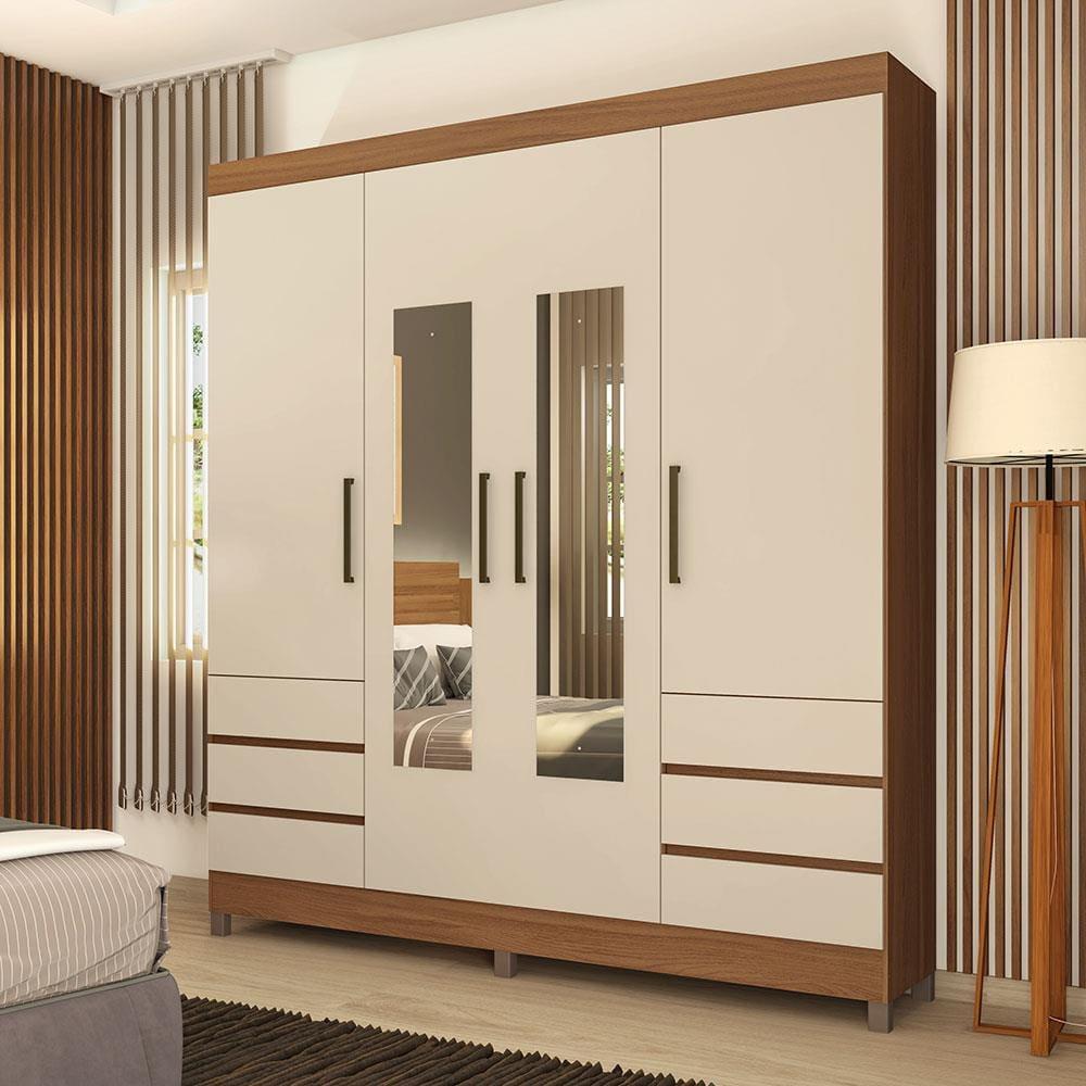 Guarda-Roupa Demóbile Mônaco com 4 Portas, 6 Gavetas e Espelho - 195cm de largura - 1