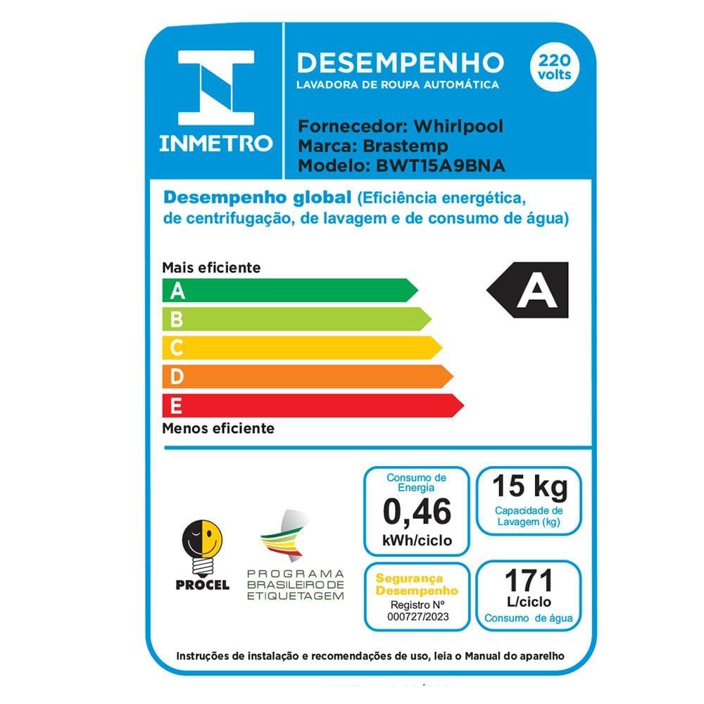 Lavadora de Roupa Brastemp 15kg BWT15A9 com SmartSensor e Ciclo Tira Manchas Advanced – Cinza - 6