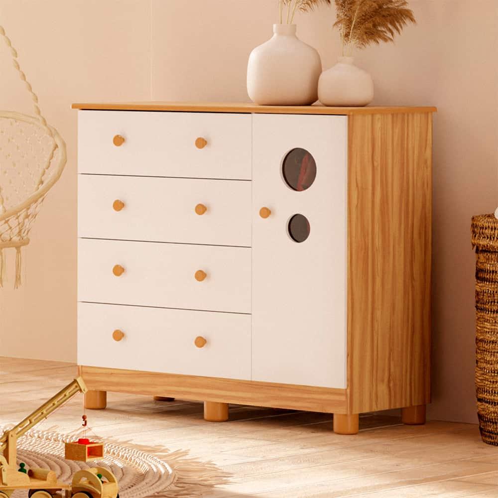 Cômoda Infantil Peroba Duda Plus com 1 Porta, 4 Gavetas, 1 Prateleira e 95,3 cm de Largura - 1