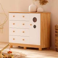 Cômoda Infantil Peroba Duda Plus com 1 Porta, 4 Gavetas, 1 Prateleira e 95,3 cm de Largura - 1