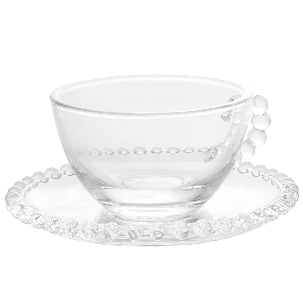Conjunto com 4 Xícaras e Pires para Chá Wolff Pearl em Cristal - 180 ml - 2