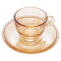 Conjunto com 4 Xícaras e Pires para Café Wolff Pearl em Cristal Âmbar - 80 ml - 5