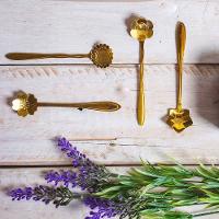 Conjunto de Colheres para Chá Wolff Flores em Aço Inox Dourado - 4 Peças - 8