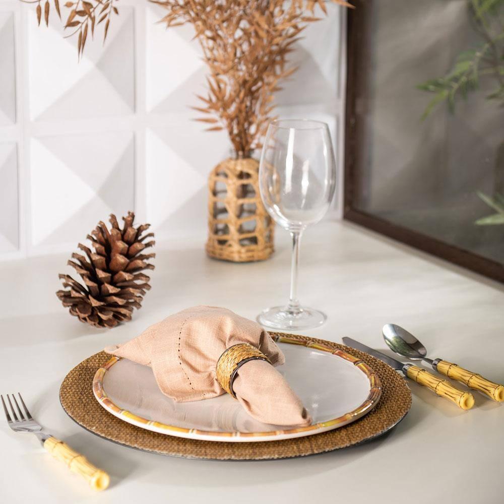 Prato Raso Wolff Bambu em Melamina Branco - 27 cm - 8