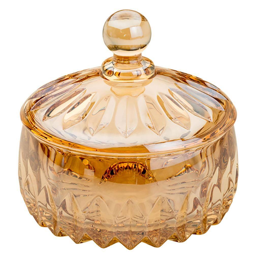 Potiche Decorativo Wolff Louise em Cristal Âmbar - 11,5 cm - 1