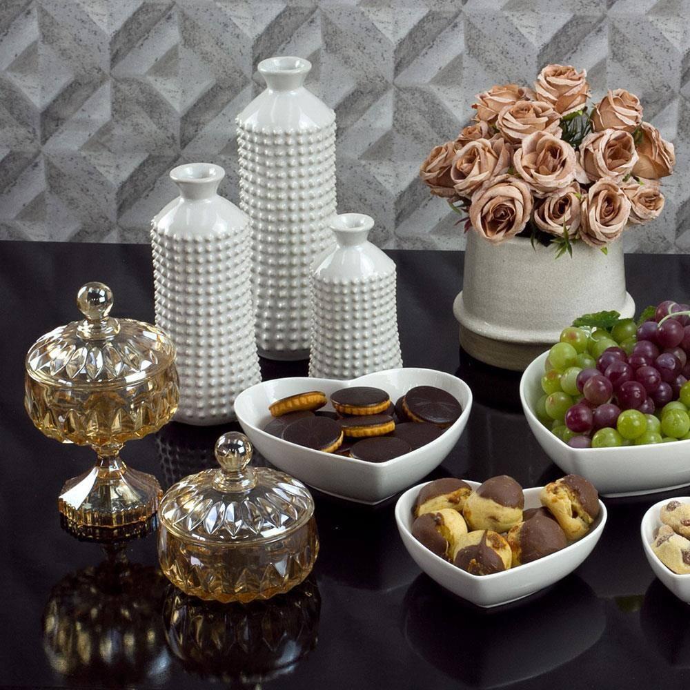 Potiche Decorativo Wolff Louise em Cristal Âmbar - 11,5 cm - 3