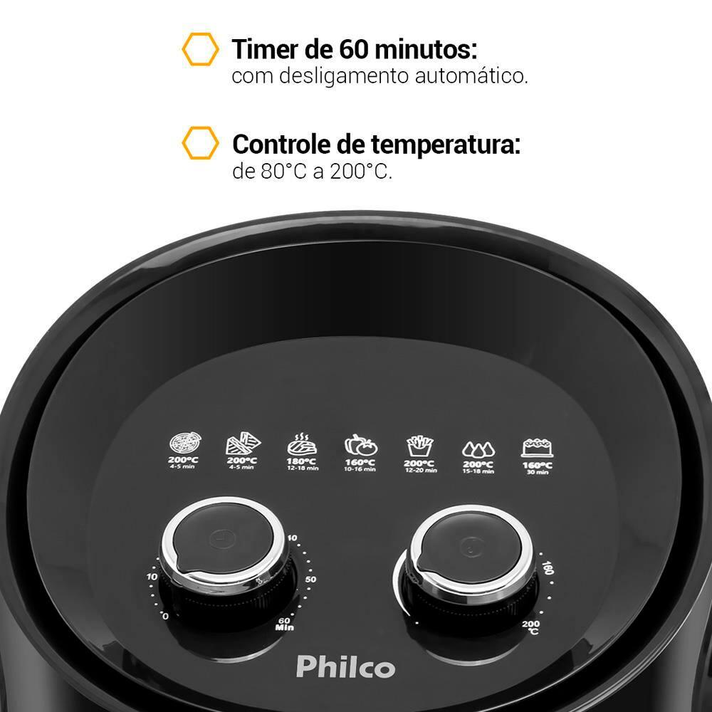 Fritadeira Elétrica Sem Óleo Air Fry Philco PFR15PG Gourmet Gold 4,3L - Preta - 6