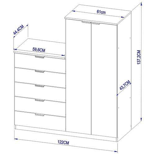 Cômoda Sapateira Bartira Roma com 2 Portas e 5 Gavetas - 122cm de largura - 5
