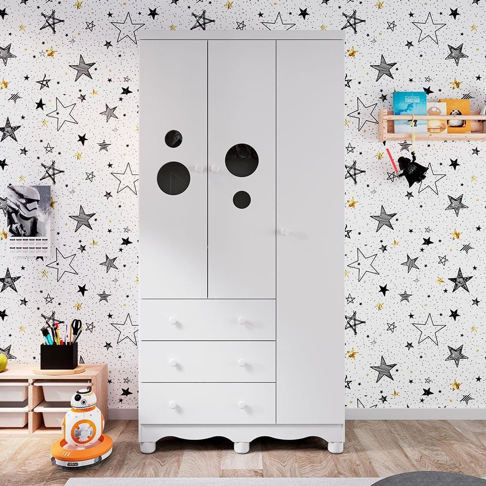 Guarda-Roupa Infantil Peroba Duda Plus com 3 Portas, 3 Gavetas e 92 cm de Largura - 1