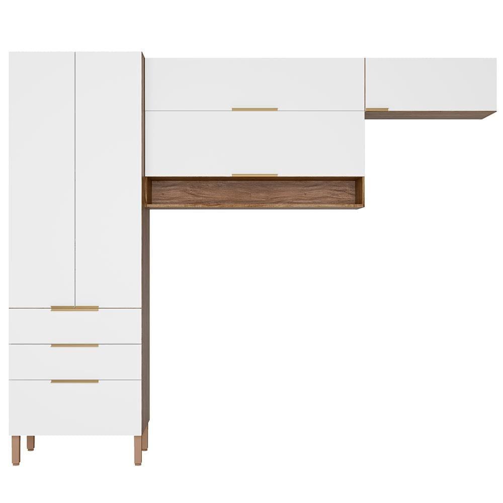 Cozinha Compacta Bartira Topázio UP com 5 Portas, 3 Gavetas e 4 Prateleiras - 262,5cm de largura - 1