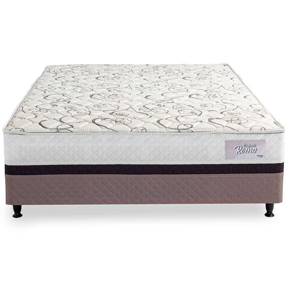 Cama Box Conjugada Casal Herval Roma Ortopédico Espuma D20 e Tecido Poliéster 53x138x188cm - Marrom/Bege/Branco - 3