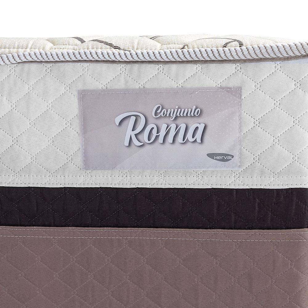 Cama Box Conjugada Casal Herval Roma Ortopédico Espuma D20 e Tecido Poliéster 53x138x188cm - Marrom/Bege/Branco - 9