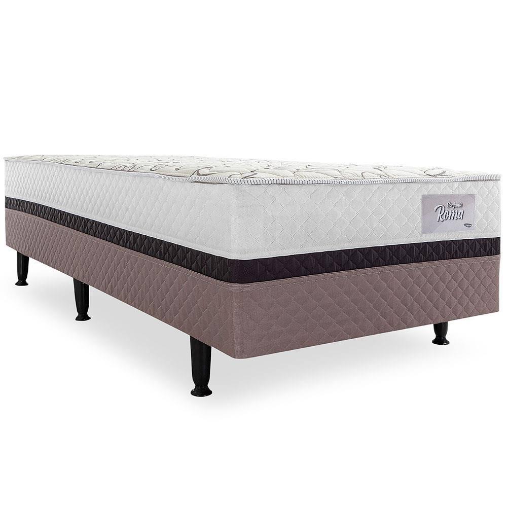 Cama Box Conjugada Solteiro Herval Roma Ortopédico com Pillow Top e Tecido Poliéster 53x88x188 cm - Marrom/Bege/Branco - 5