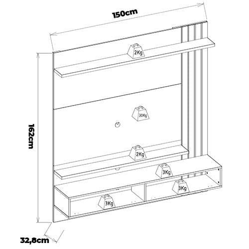 Painel Home Suspenso Colibri Juriti com 150 cm de Largura, Ideal para TV de Até 65” - 9