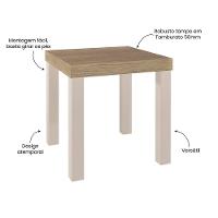 Mesa de Apoio Artely Up Quadrada - Carvalho e Off White