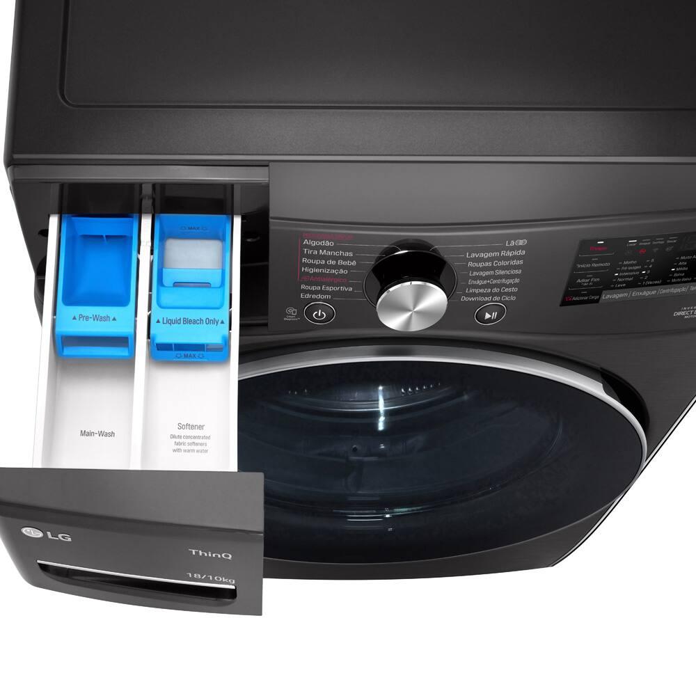 Lava e Seca LG 18Kg/10Kg com Inteligência Artificial AI DD™ e Wi-Fi WD18BV2S6B – Black Inox - 3