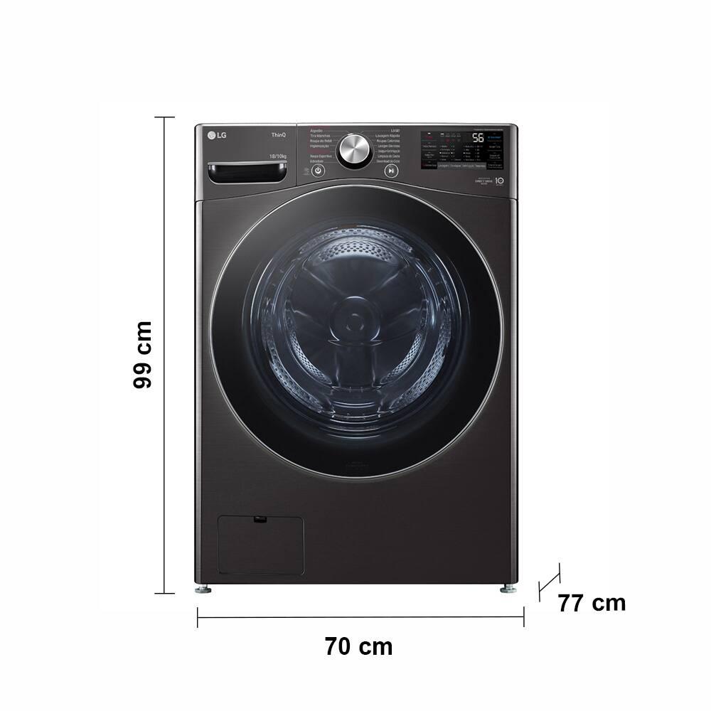 Lava e Seca LG 18Kg/10Kg com Inteligência Artificial AI DD™ e Wi-Fi WD18BV2S6B – Black Inox - 8
