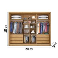 Guarda-Roupa Europa Grécia com espelho, 3 portas de correr, 6 gavetas e 12 prateleiras – 226 cm de largura - 4