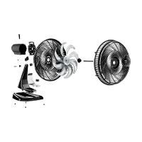 Ventilador de Mesa/Parede Wap Flow Turbo com 8 pás e 3 velocidades 180W - Preto e Cinza - 9