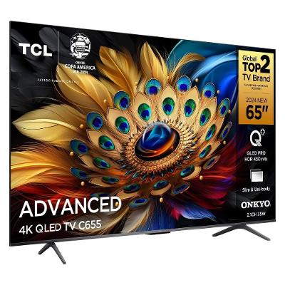 Smart TV 65" QLED 4K TCL 65C655 Processador AIPQ Google TV Dolby Vision Atmos HDR10+